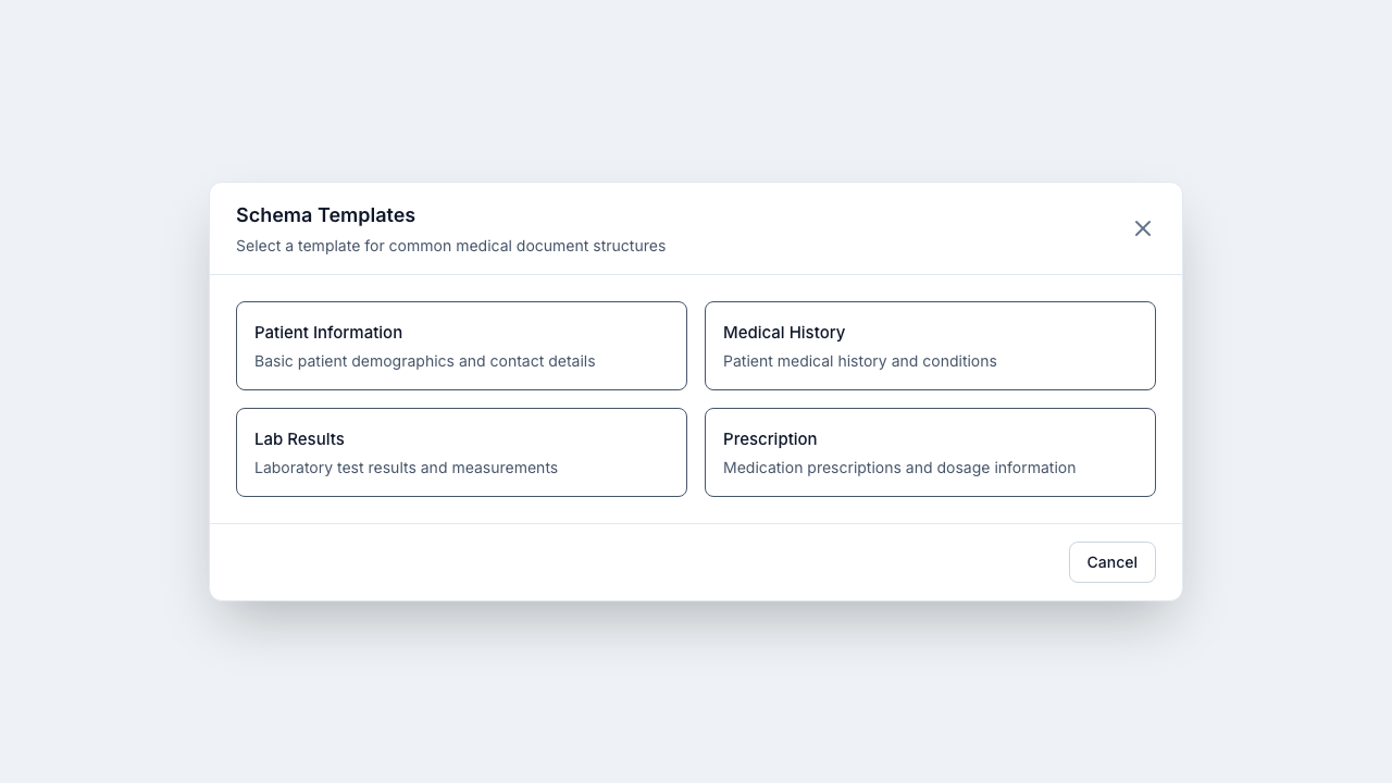 The Schema Templates picker